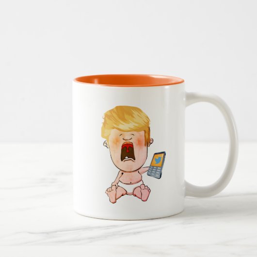Schreiendes Baby Donald Trump Zweifarbige Tasse (Rechts)