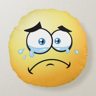 Schreiendes Emoji rund Rundes Kissen