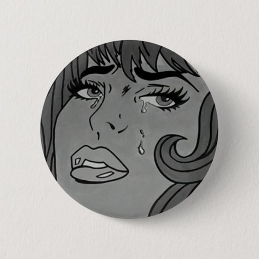 Schreiendes Mädchen-Pop-Kunst-Abzeichen Button (Vorderseite)