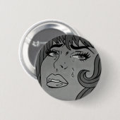 Schreiendes Mädchen-Pop-Kunst-Abzeichen Button (Vorne & Hinten)