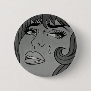 Schreiendes Mädchen-Pop-Kunst-Abzeichen Button