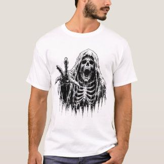 Schreiendes Sensenmann-Friedenszeichen-Gothic-Horr T-Shirt