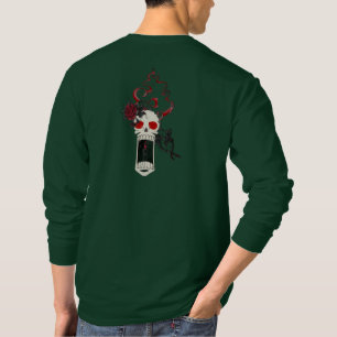 Schreiendes Totenkopf-Kerzen-Rosen-Gothic-Langarm- T-Shirt
