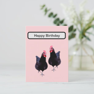 Schreiten die schwarzen Hühner stolz einher,  Postkarte