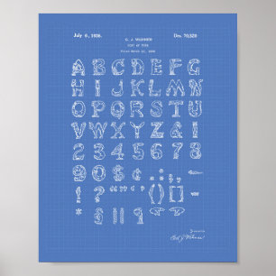 Schrift 1926 Patent Kunst Blaupause Poster