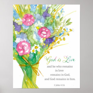 Schrift 1 Johannes 4:16 Gott ist Liebe Religiöse B Poster
