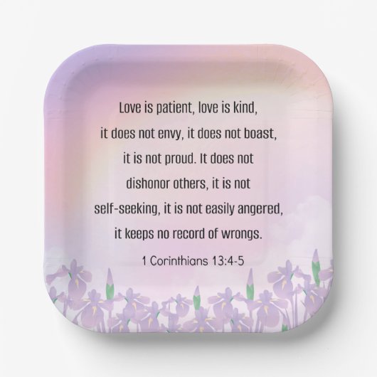 Schrift, 1 Korinther 13 4-6, Liebe, Pappteller (Vorderseite)