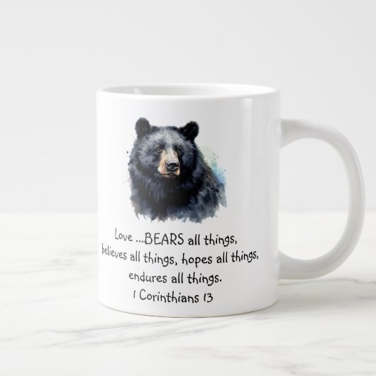 Schrift 1 Korinther 13:4 Liebe ist Jumbo-Tasse (Rechts)