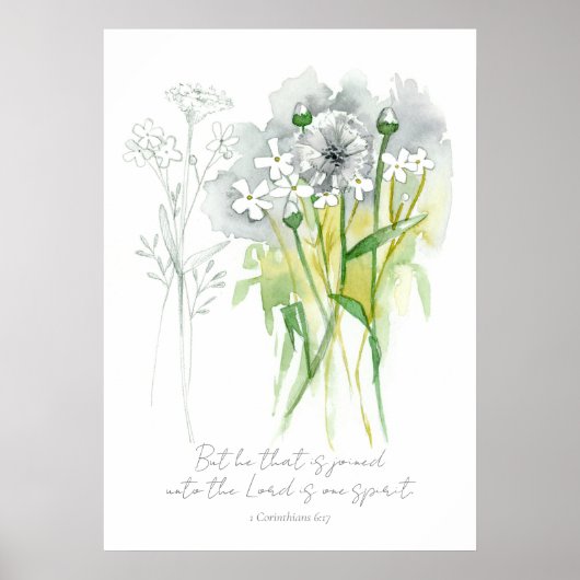 Schrift 1 Korinther 6:17 Bibelverse Botanische Sch Poster (Vorne)