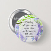 Schrift 1 Peter Er kümmert sich um dich Wisteria Button (Vorne & Hinten)