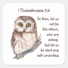 Schrift 1 Thessaloniker 5:6 Niedliches Schaf Quadratischer Aufkleber