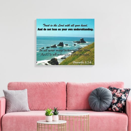 Schrift aus den Sprichwörtern 3:5-6 Große Leinwand (Insitu (Wohnzimmer))