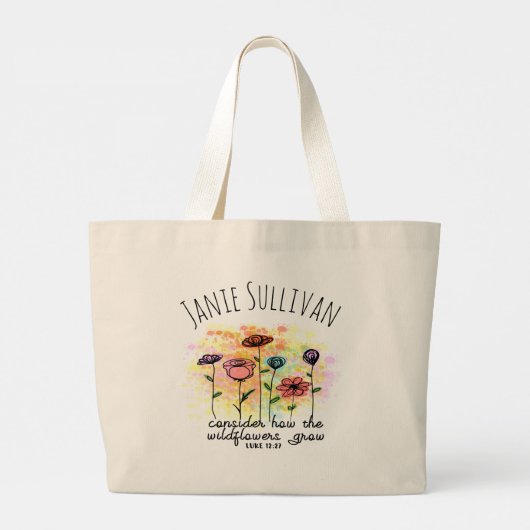 Schrift Blumenname Große Tote Tasche (Rückseite)