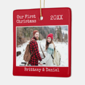 Schrift Couple First Christmas Red Keramikornament (Links)