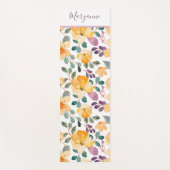 Schrift Floral Print Lila Gelb Yogamatte (Vorderseite)