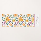 Schrift Floral Print Lila Gelb Yogamatte (Vorderseite (Horizontal))