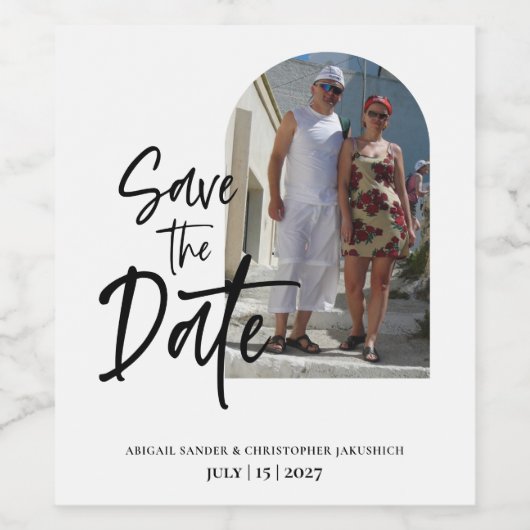 Schrift Foto Save the Date Einladung Weinetikett (Einzelnes Label)