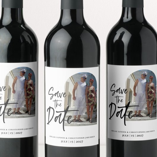 Schrift Foto Save the Date Einladung Weinetikett