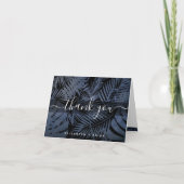 Schrift für Navy-Tropenblättermuster Dankeskarte (Vorderseite)