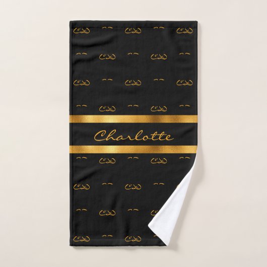 Schrift für schwarze goldene Monogramm-Initialen Handtuch (Handtuch)