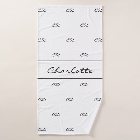 Schrift für schwarze Monogramm-Initialen Badehandtuch (Badehandtuch)