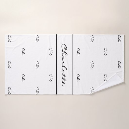 Schrift für schwarze Monogramm-Initialen Badehandtuch (Badehandtuch)