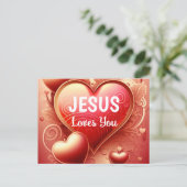 Schrift Gruß Postkarte Jesus liebt dich (Stehend Vorderseite)