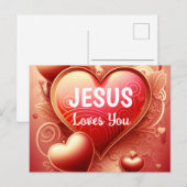 Schrift Gruß Postkarte Jesus liebt dich (Vorne/Hinten)