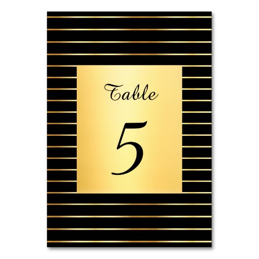 Schrift Handgeschrieben Schwarz Und Gold Elegantes Tischnummer (Vorderseite)