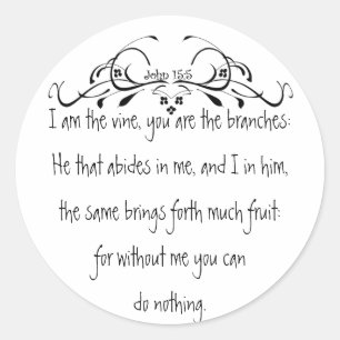 Schrift, John 5:15 Ich bin der Wein Runder Aufkleber