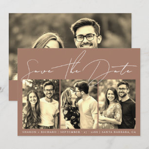 Schrift-Kalligrafie 3 Sepia-Foto-Collage Mocha Save The Date