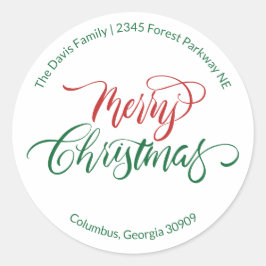 Schrift Kalligrafie Frohe Weihnachten Rücksendeadr Runder Aufkleber