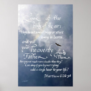 Schrift Kalligrafie Matthäus 6 26 34 Bibelvers Poster