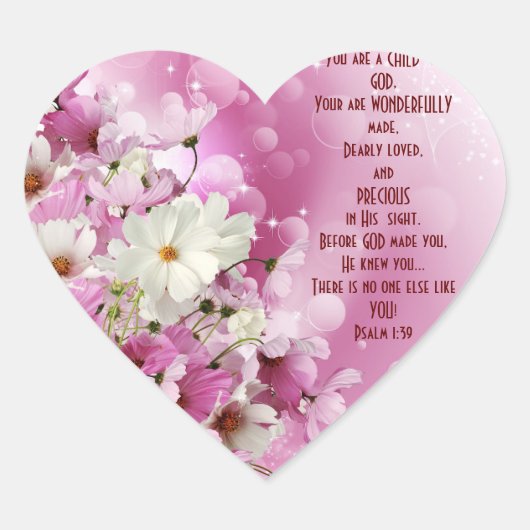 Schrift Kind Gottes Schrift Herz-Aufkleber (Vorderseite)