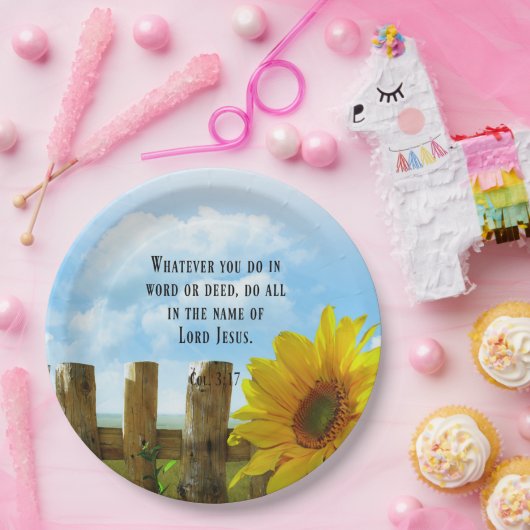 Schrift, Kolossianer 3:17 Pappteller (Party)