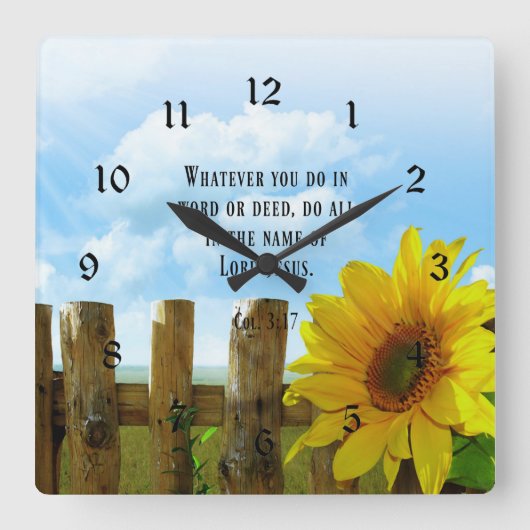 Schrift, Kolossians 3:17 Quadratische Wanduhr (Vorderseite)