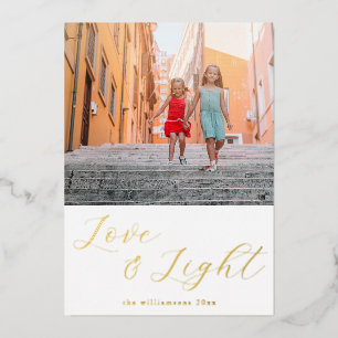 Schrift Liebe Licht Einfaches Chanukka Zwei Foto G Folien Feiertagskarte