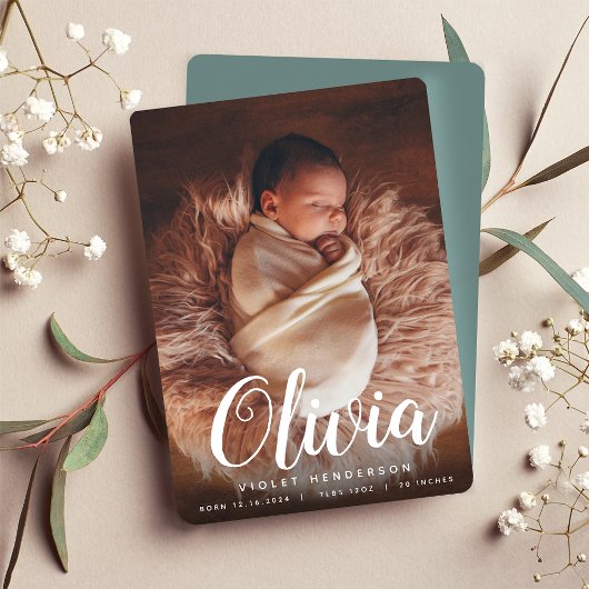 Schrift Name | Geburt eines vertikalen Fotos Ankündigung