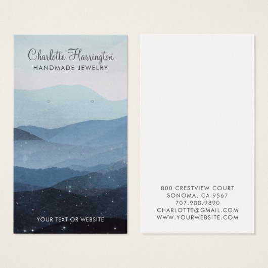 Schrift-Ohrhänger Blue Mountains Schmuckanzeigekar (Vorne & Hinten)