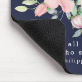 Schrift Philipper 4:13 Floral Wasserfarbe Navy Mousepad (Ecke)