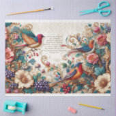 Schrift (Psalm 18 v 1-2) Blumenvögel Decoupage Seidenpapier (Basteln)