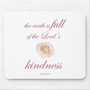 Schrift, Psalm 33, Full Kindness White Rose Mousepad