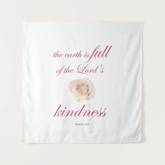 Schrift, Psalm 33, Full Kindness White Rose Wandteppich (Vorderseite (Horizontal))