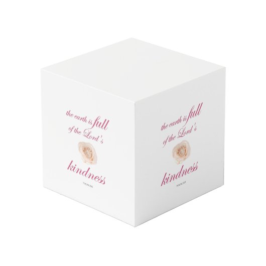 Schrift, Psalm 33, Full Kindness White Rose Würfel (Vorderseite Schrägansicht)