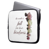 Schrift, Psalm 33, Rosen weiß und rosa Laptopschutzhülle (Vorderseite Links)