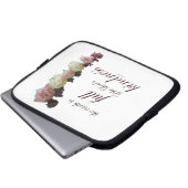 Schrift, Psalm 33, Rosen weiß und rosa Laptopschutzhülle (Vorne Knopf)