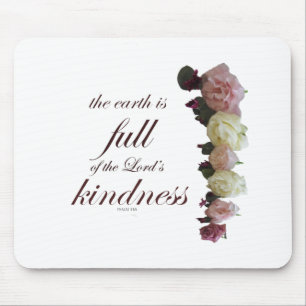 Schrift, Psalm 33, Rosen weiß und rosa Mousepad