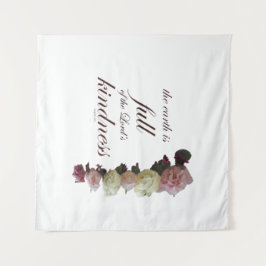 Schrift, Psalm 33, Rosen weiß und rosa Wandteppich