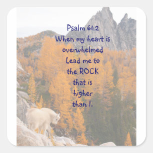Schrift Psalm 61:2 Fels Höher als ich bin Quadratischer Aufkleber