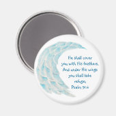 Schrift Psalm 91:4 Zuflucht unter Seinem Flügel Ve Magnet (Vorderseite/Rückseite)